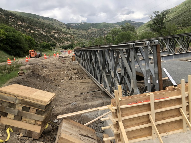 CO 133 Temporary Bridge Being Placed CO 133 Temporary Bridge Being Placed