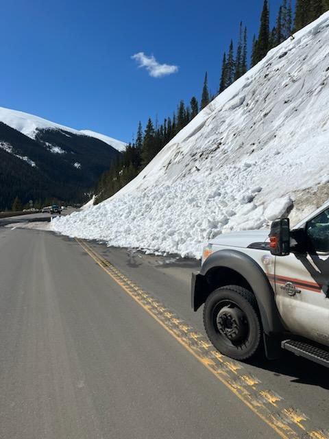 A vehicle next to one of two bank slides that took place along US 40 Berthoud Pass on 032024 A vehicle next to one of two bank slides that took place along US 40 Berthoud Pass the morning of Tuesday, March 20, 2024.