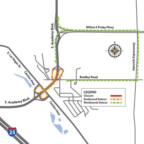 Detour route for Bradley Road closure Detour route for Bradley Road closure