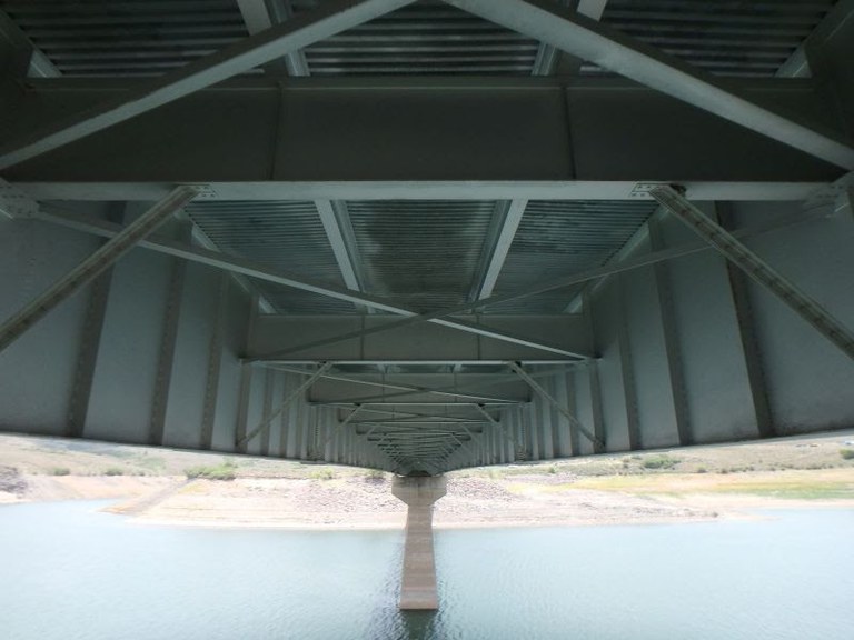 The girders underneath the main span of the US 50 bridge near the Dillon Pinnacles, located west of Gunnison The girders underneath the main span of the US 50 bridge near the Dillon Pinnacles, located west of Gunnison