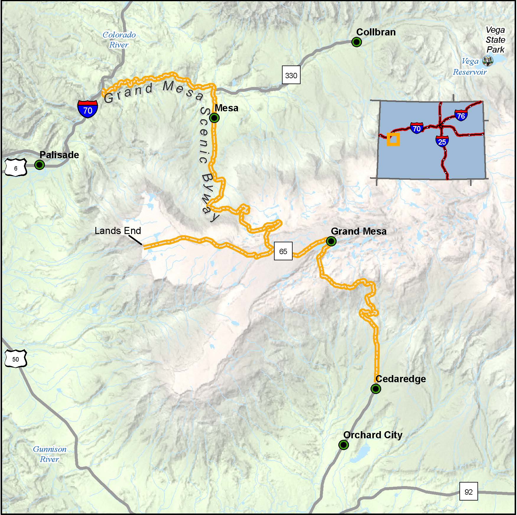 Grand Mesa Scenic Byway map Grand Mesa Scenic Byway map